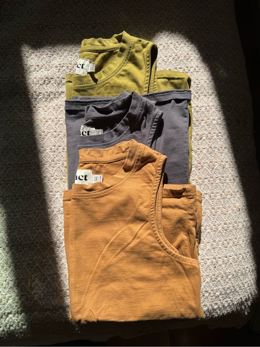 Pact Organic Cotton Tank Top Bundle- Colors in Mustard, Olive, and Charcoal